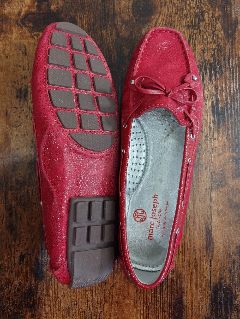 Marc Joseph New York Red Leather Driving Loafers Size 7.5